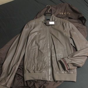 NEW!! Gucci Brown Leather Jacket